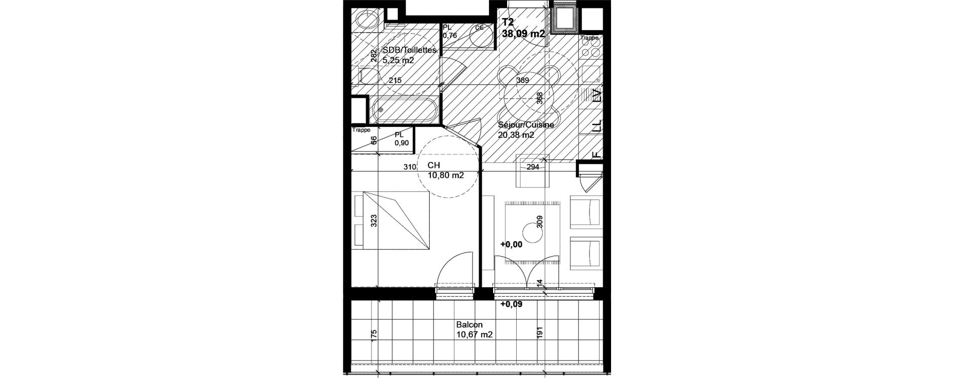 Appartement T2 de 38,09 m2 &agrave; Collonges-Sous-Sal&egrave;ve Centre