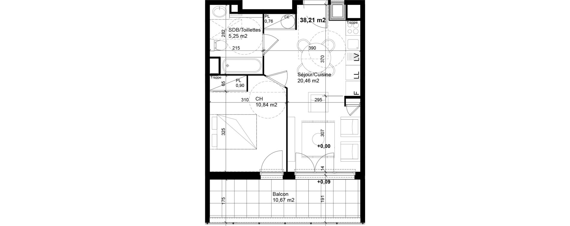 Appartement T2 de 38,21 m2 &agrave; Collonges-Sous-Sal&egrave;ve Centre