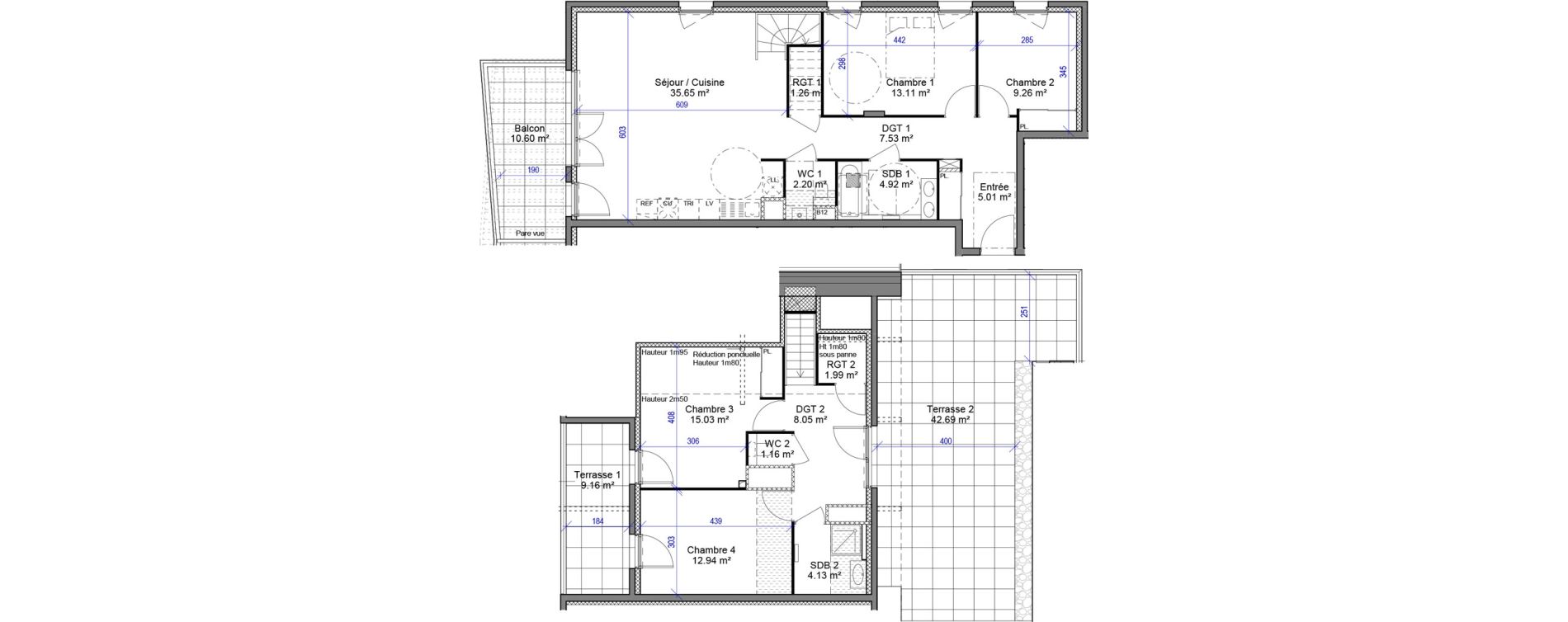 Duplex T5 de 122,24 m2 &agrave; Collonges-Sous-Sal&egrave;ve Centre
