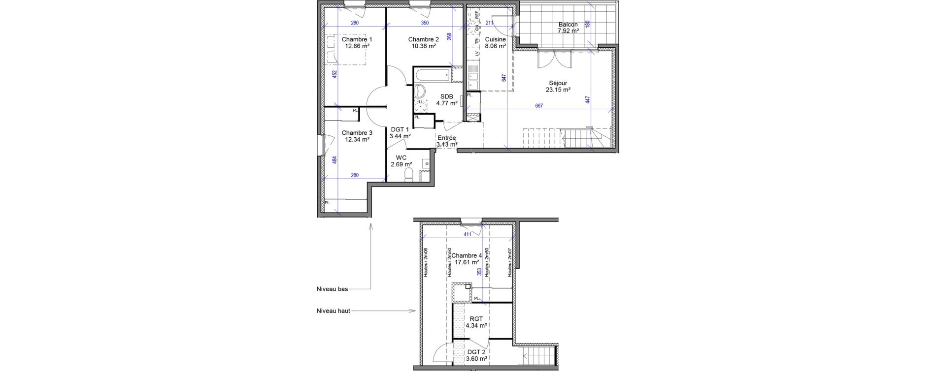 Duplex T5 de 106,17 m2 &agrave; Collonges-Sous-Sal&egrave;ve Centre