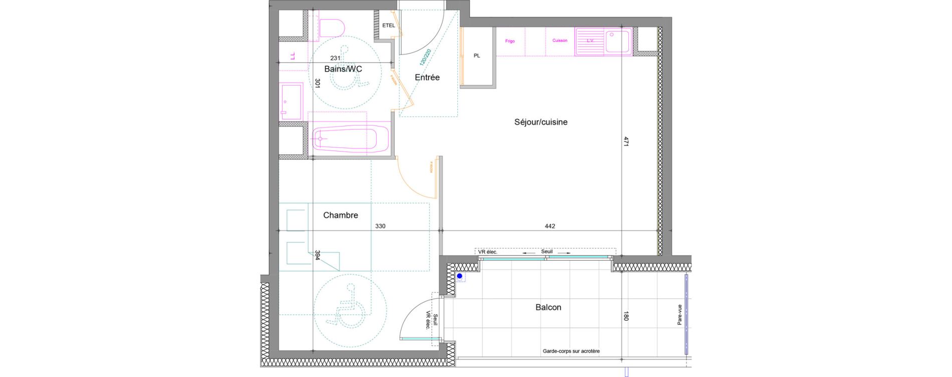 Appartement T2 de 42,25 m2 &agrave; Collonges-Sous-Sal&egrave;ve Centre