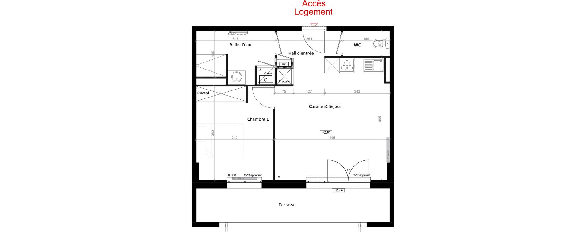 Appartement T2 de 45,43 m2 &agrave; Cornier Centre