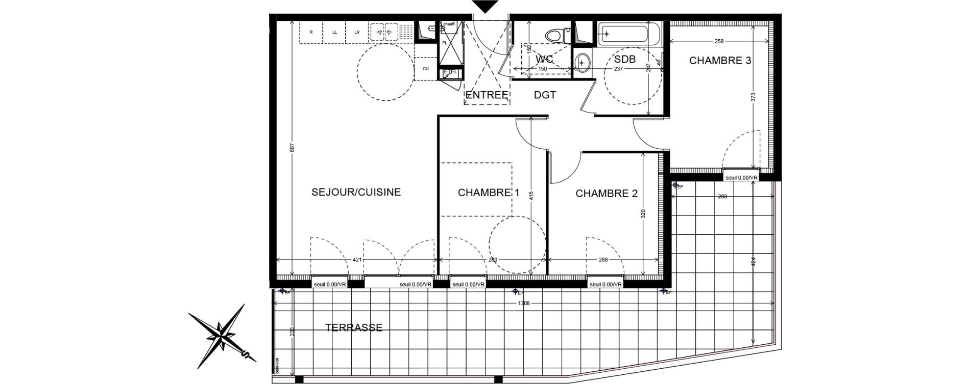Appartement T4 de 74,49 m2 &agrave; Cranves-Sales Centre