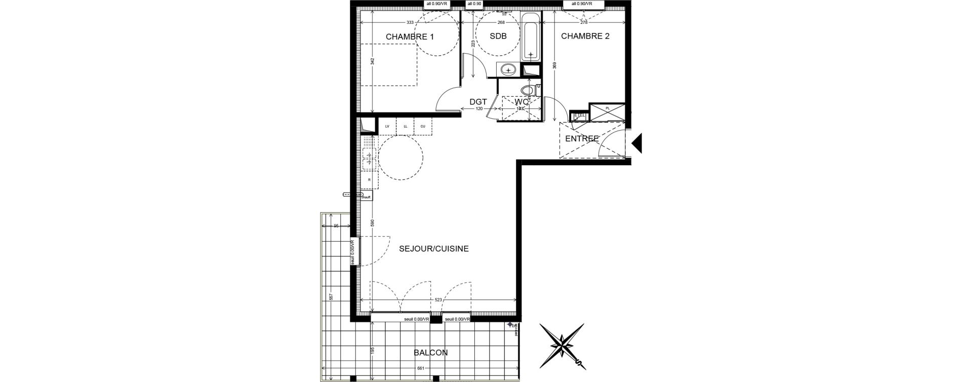 Appartement T3 de 68,88 m2 &agrave; Cranves-Sales Centre