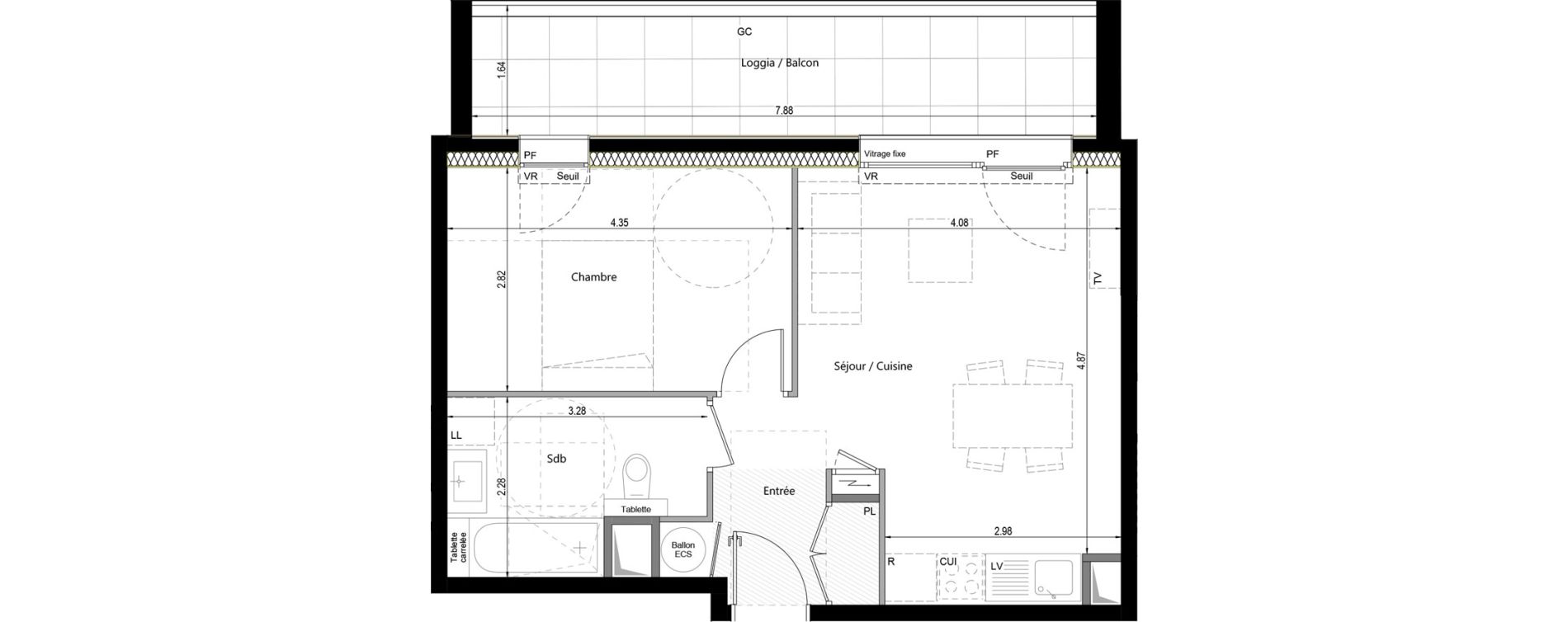 Appartement T2 de 43,45 m2 &agrave; Cusy Centre