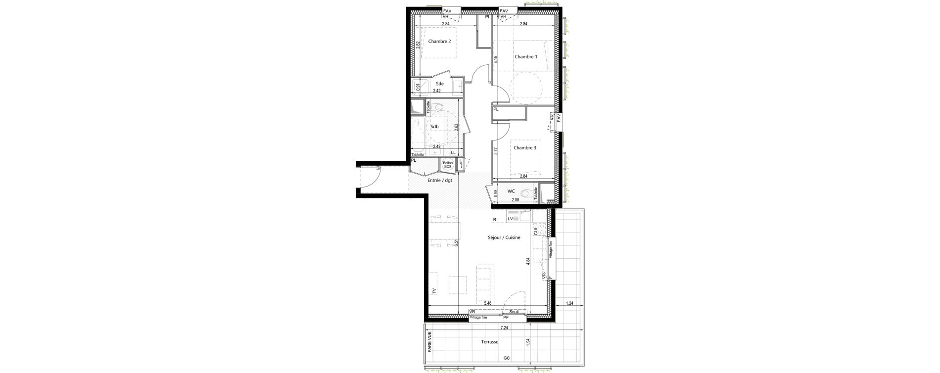 Appartement T4 de 82,34 m2 &agrave; Cusy Centre