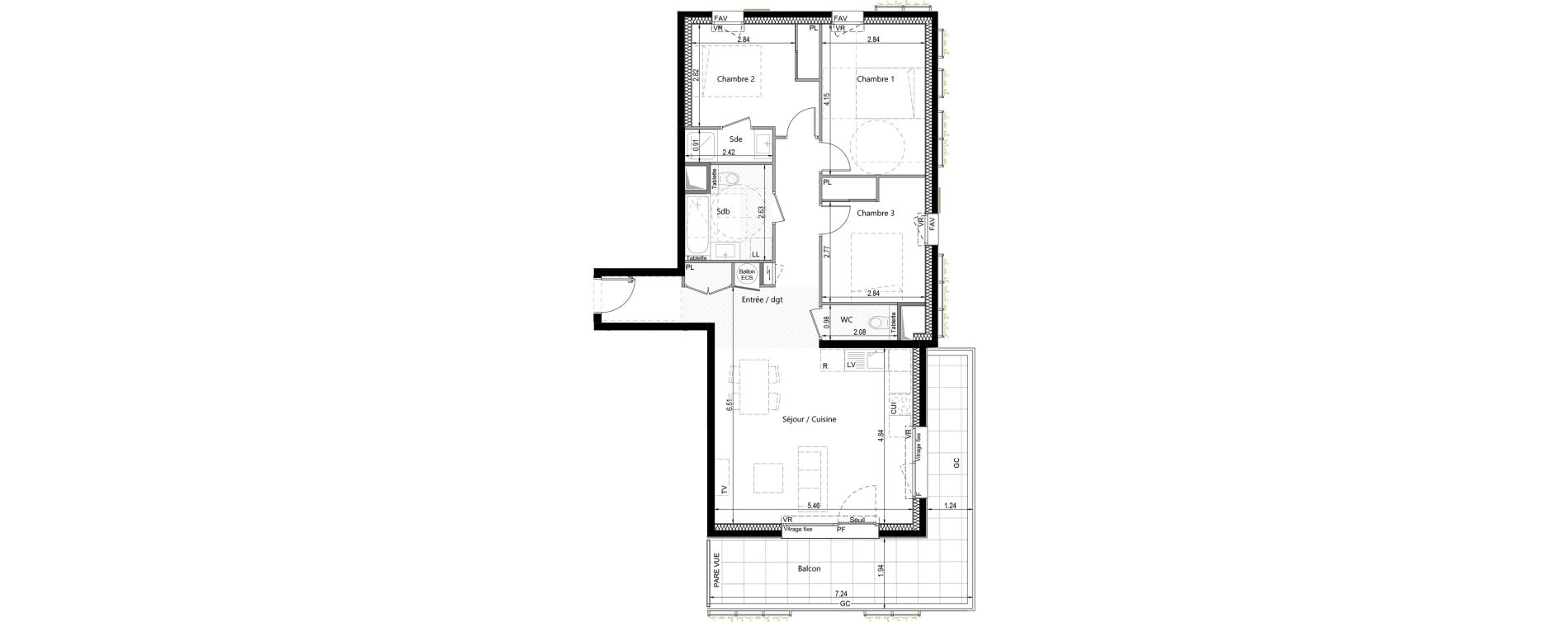 Appartement T4 de 82,34 m2 &agrave; Cusy Centre