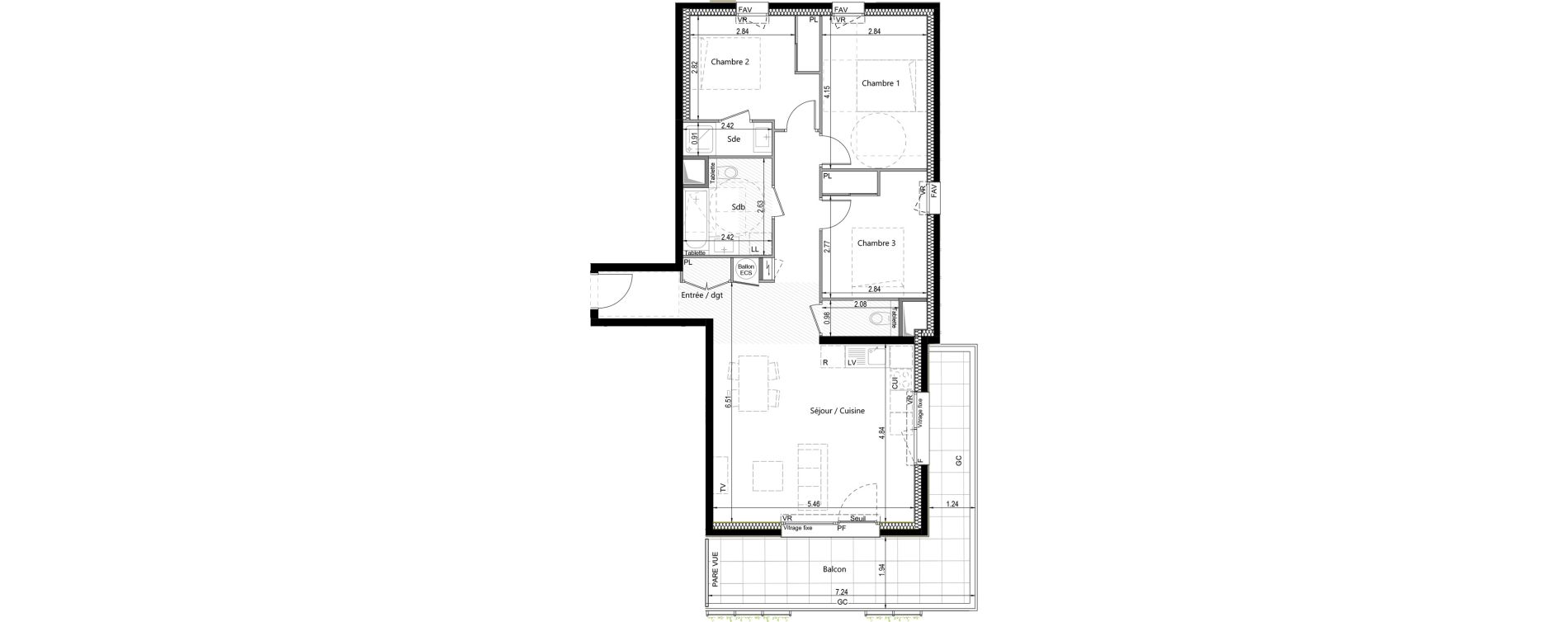 Appartement T4 de 82,35 m2 &agrave; Cusy Centre