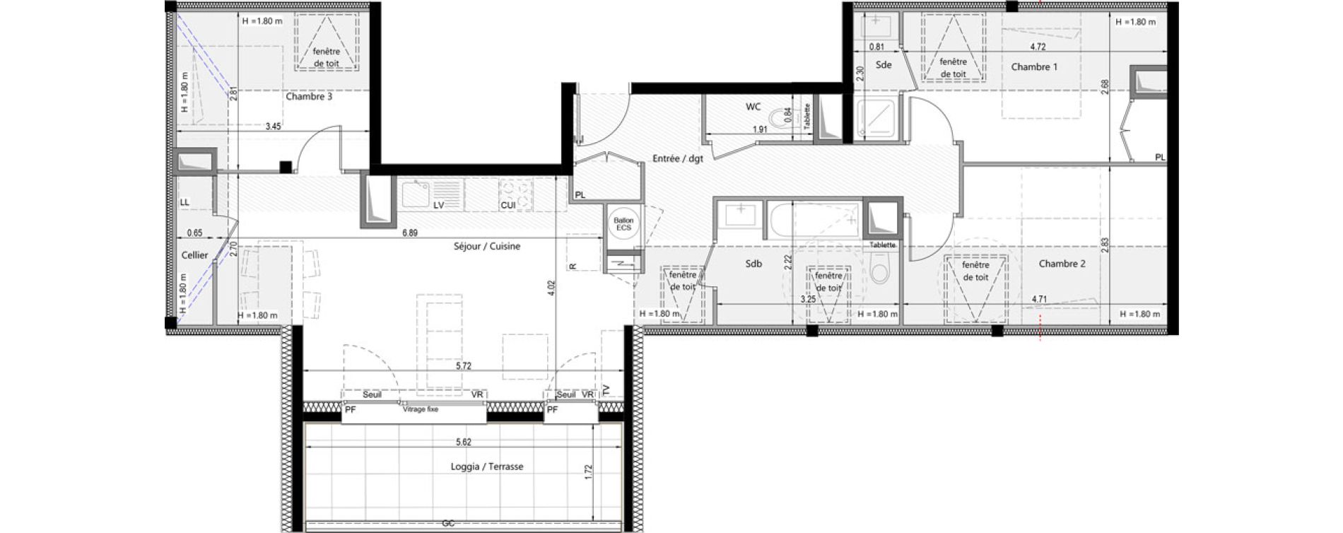 Appartement T4 de 83,01 m2 &agrave; Cusy Centre