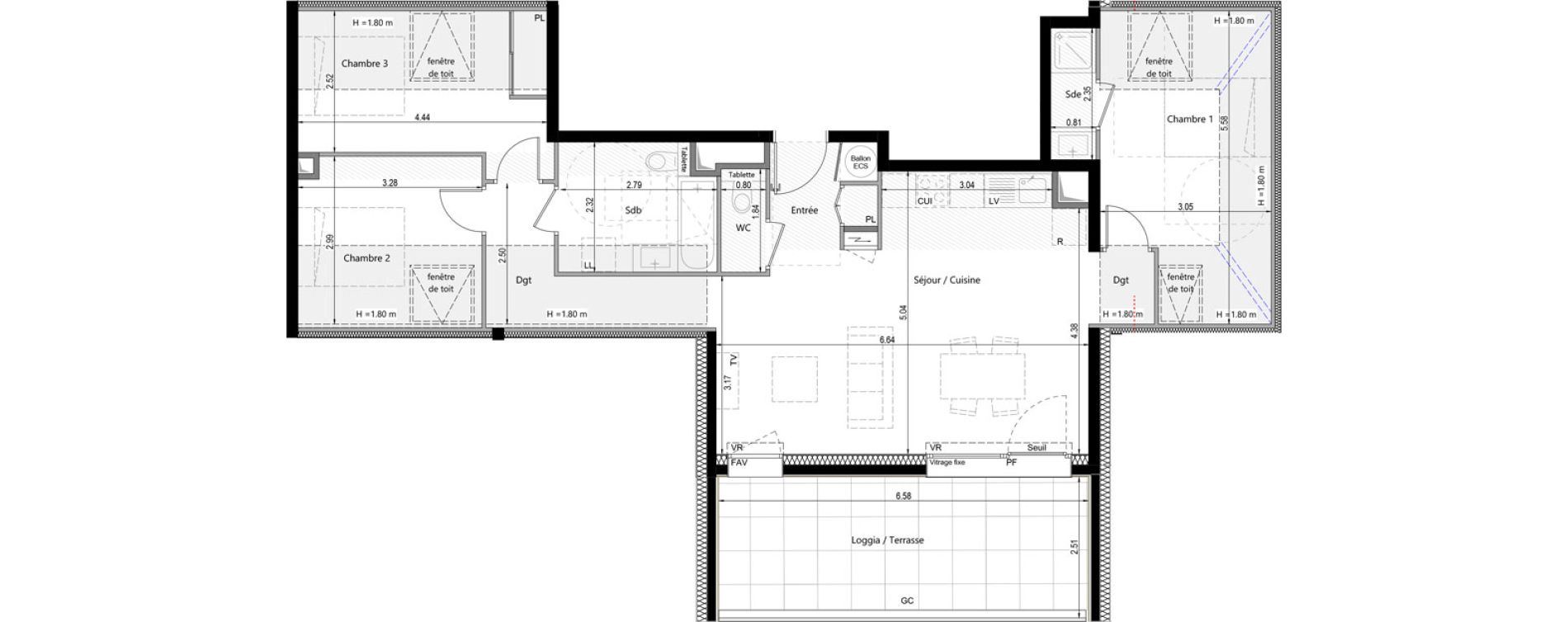 Appartement T4 de 84,99 m2 &agrave; Cusy Centre