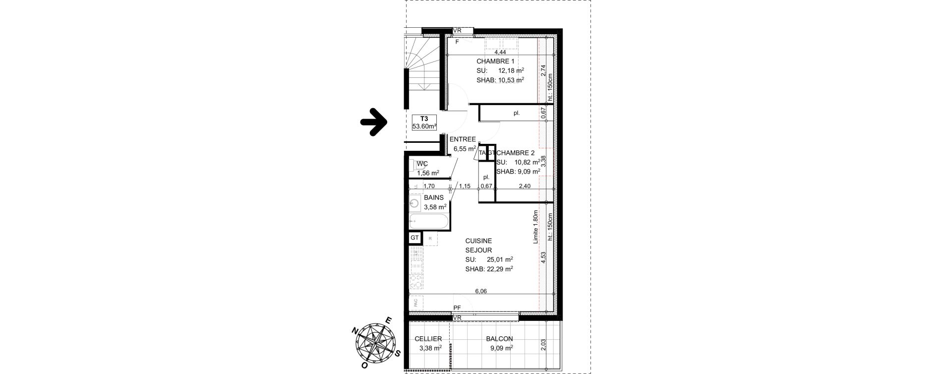 Appartement T3 de 53,60 m2 &agrave; Dingy-Saint-Clair Dingy st clair