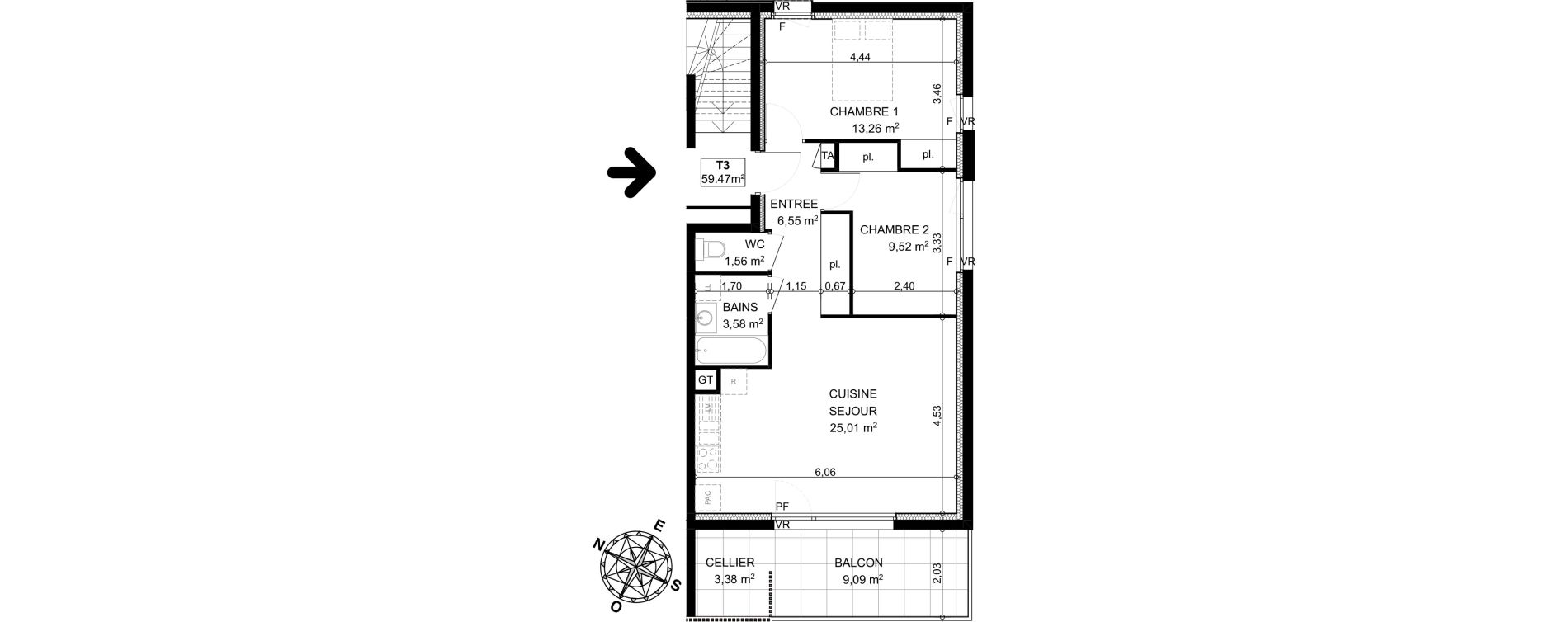 Appartement T3 de 59,47 m2 &agrave; Dingy-Saint-Clair Dingy st clair