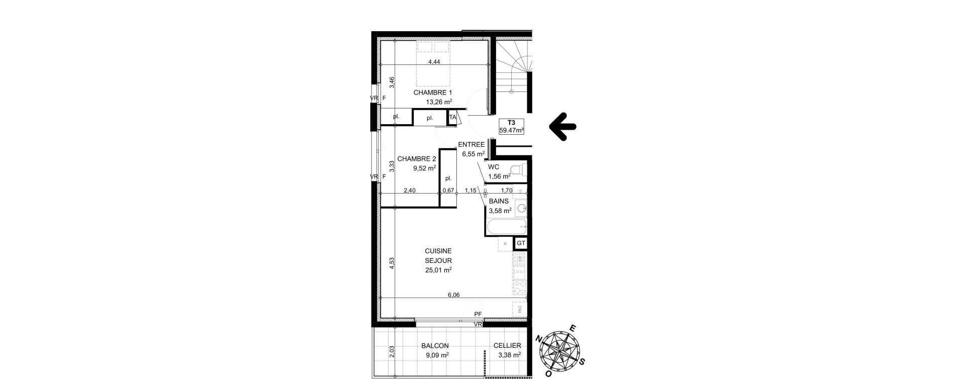 Appartement T3 de 59,47 m2 &agrave; Dingy-Saint-Clair Dingy st clair