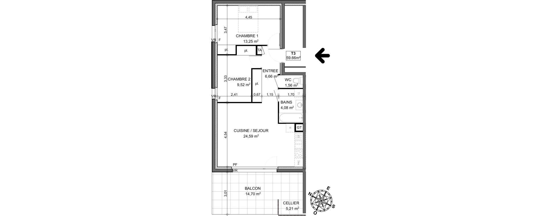 Appartement T3 de 59,66 m2 &agrave; Dingy-Saint-Clair Dingy st clair