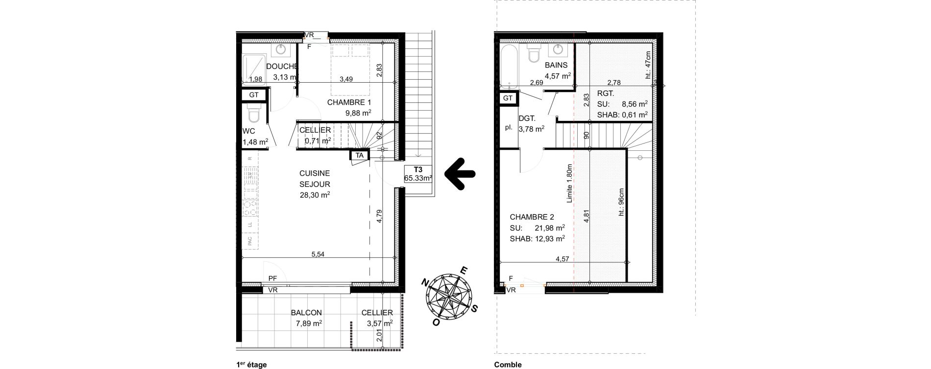 Duplex T3 de 65,33 m2 &agrave; Dingy-Saint-Clair Dingy st clair