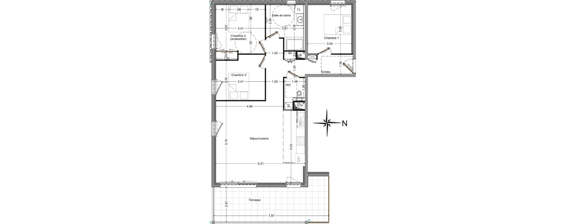 Appartement T4 de 88,54 m2 à Domancy Centre