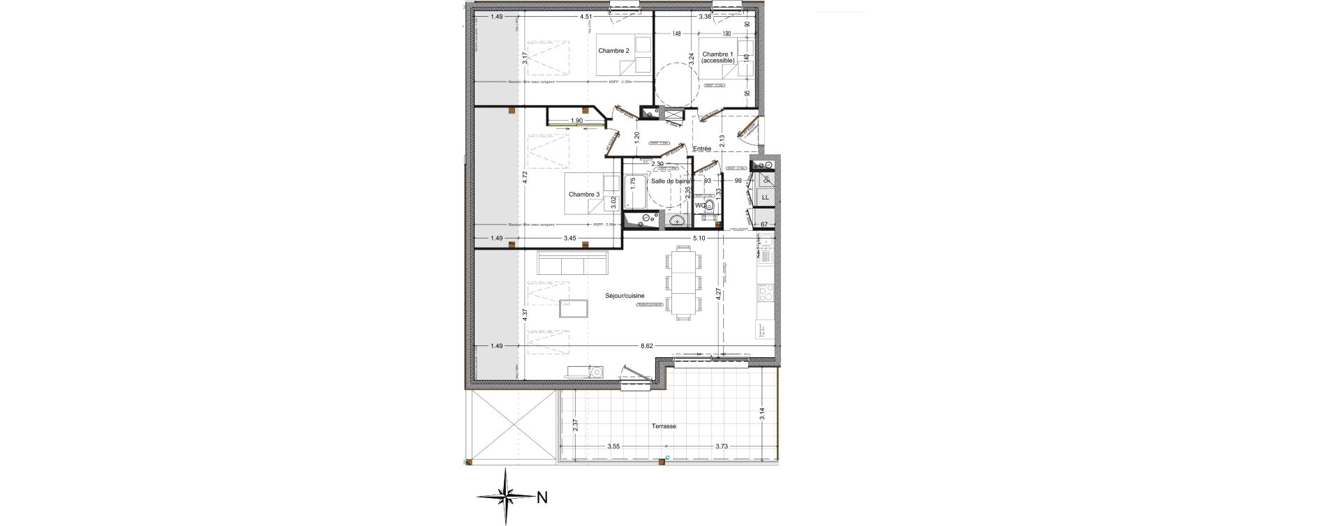 Appartement T4 de 96,08 m2 à Domancy Centre