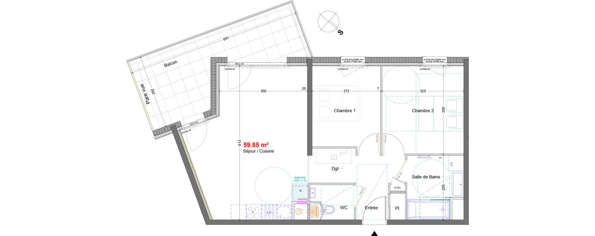 Appartement T3 de 59,85 m2 &agrave; &Eacute;pagny Epagny metz-tessy