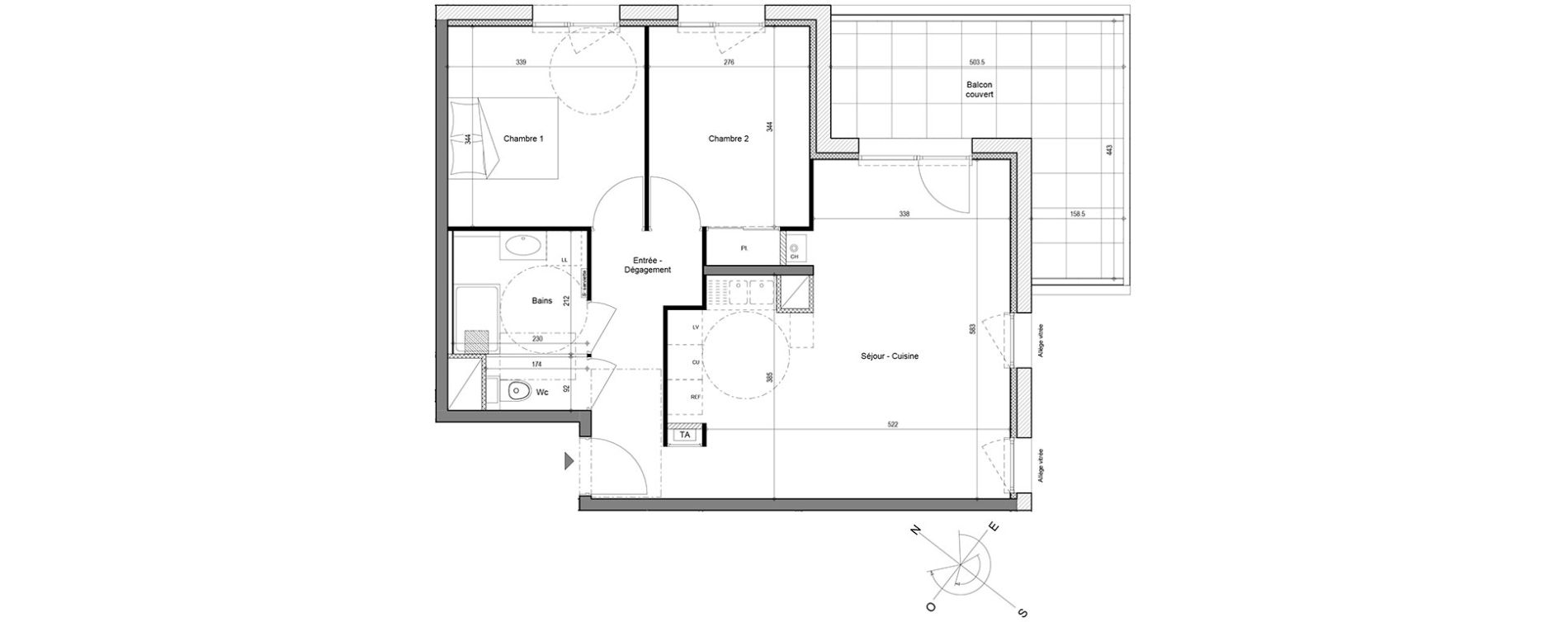 Appartement T3 de 63,70 m2 &agrave; Etaux Centre