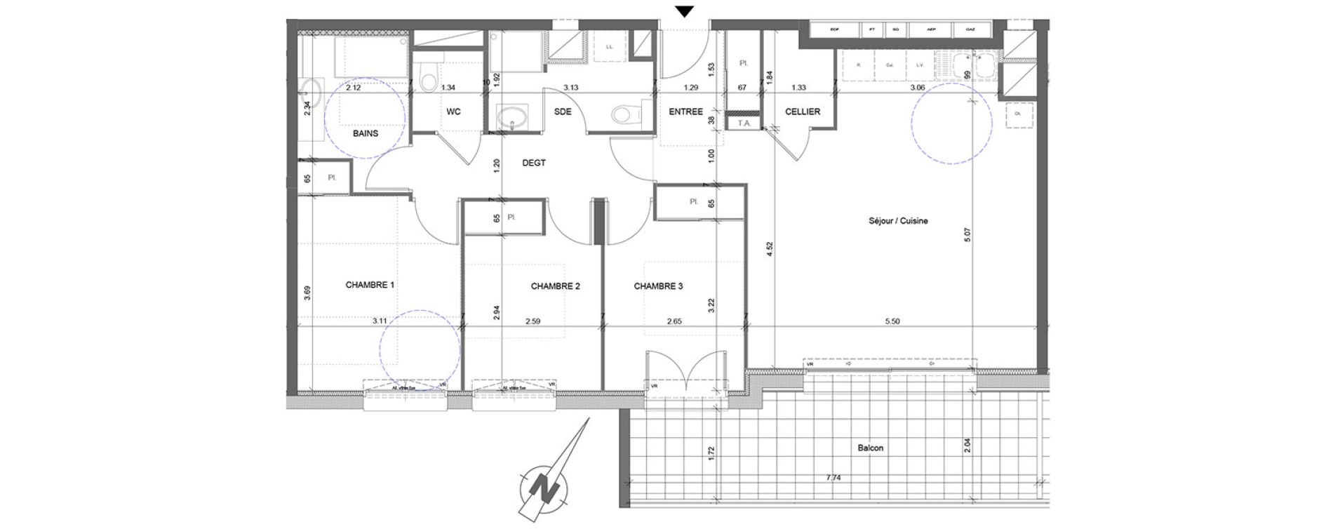 Appartement T4 de 86,89 m2 &agrave; &Eacute;trembi&egrave;res Centre