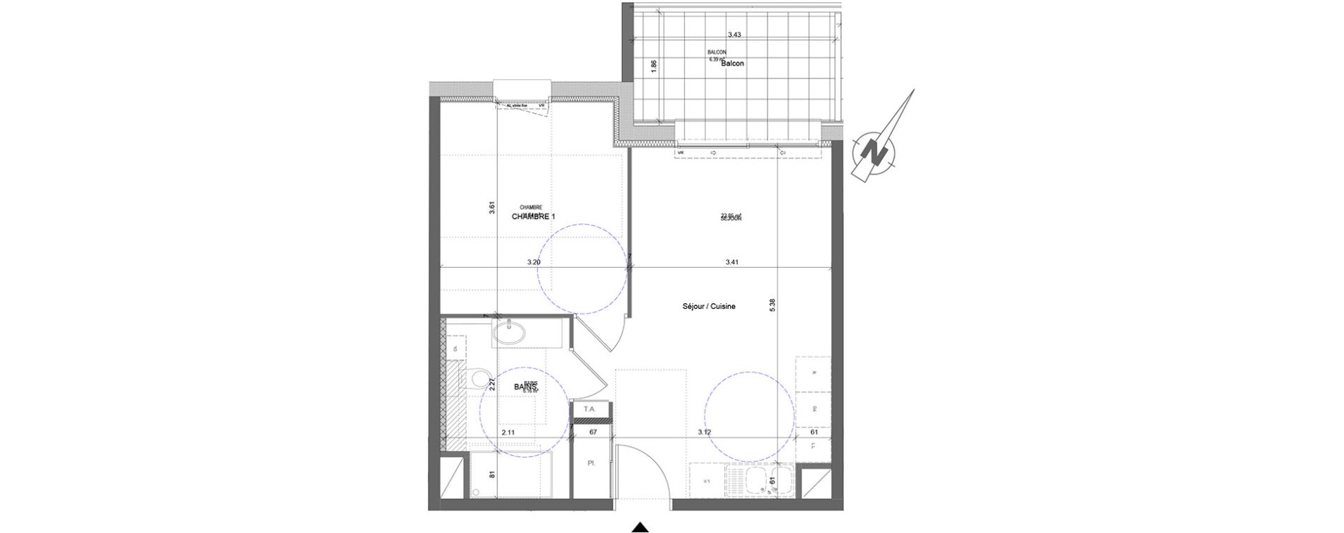 Appartement T2 de 40,58 m2 &agrave; &Eacute;trembi&egrave;res Centre