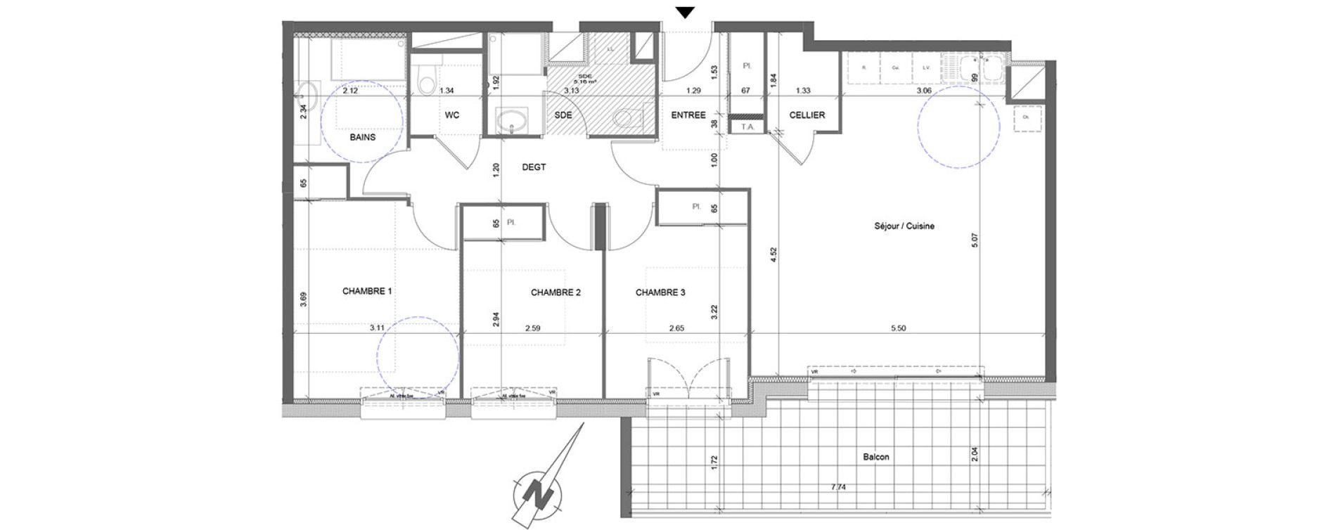 Appartement T4 de 86,89 m2 &agrave; &Eacute;trembi&egrave;res Centre