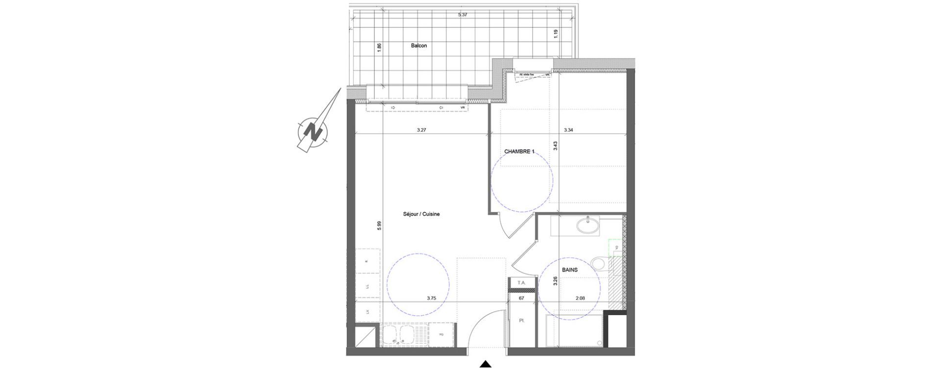 Appartement T2 de 40,18 m2 &agrave; &Eacute;trembi&egrave;res Centre