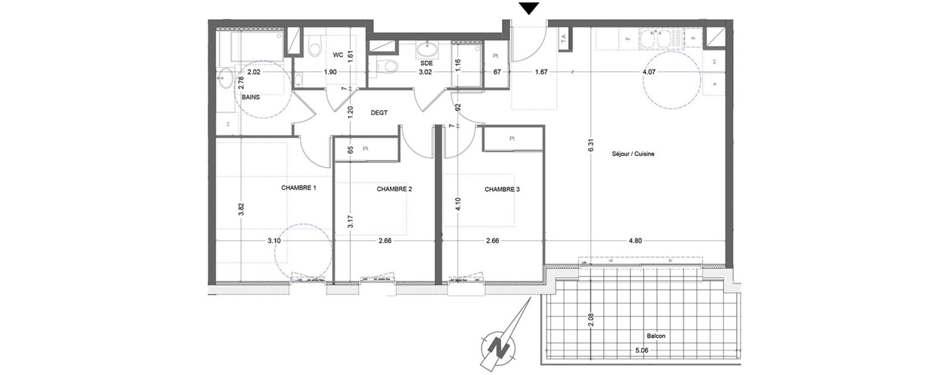 Appartement T4 de 83,68 m2 &agrave; &Eacute;trembi&egrave;res Centre