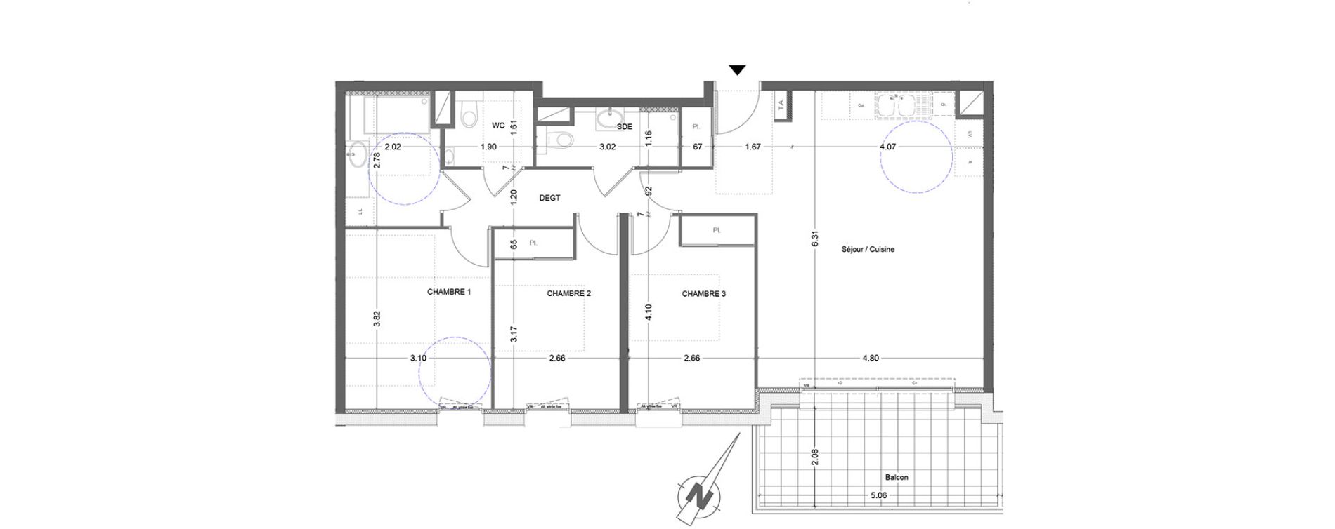 Appartement T4 de 83,68 m2 &agrave; &Eacute;trembi&egrave;res Centre