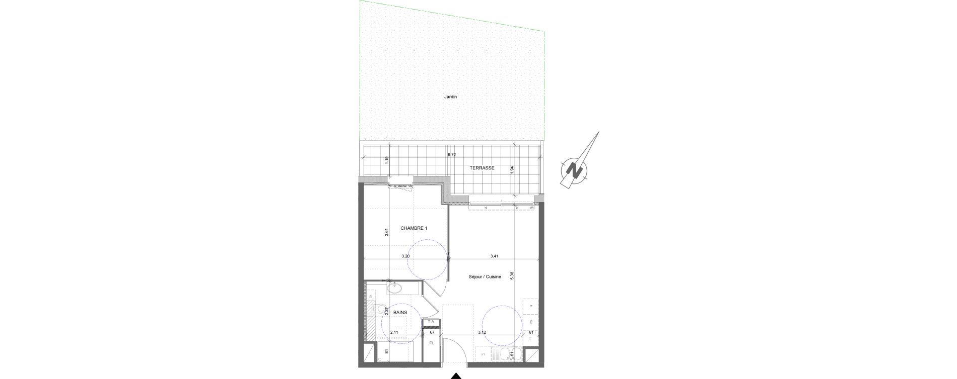 Appartement T2 de 40,58 m2 &agrave; &Eacute;trembi&egrave;res Centre