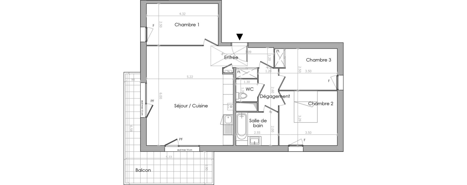 Appartement T4 de 76,30 m2 &agrave; &Eacute;trembi&egrave;res Centre