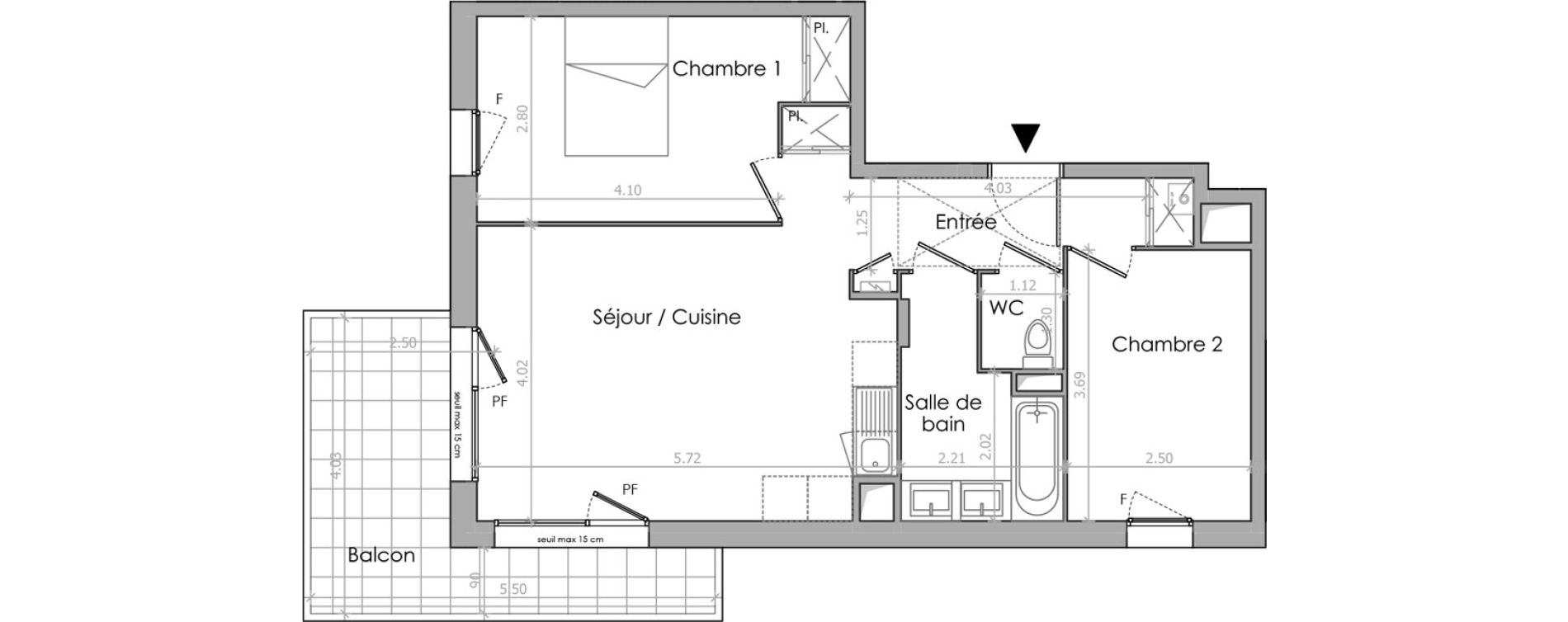 Appartement T3 de 57,60 m2 &agrave; &Eacute;trembi&egrave;res Centre