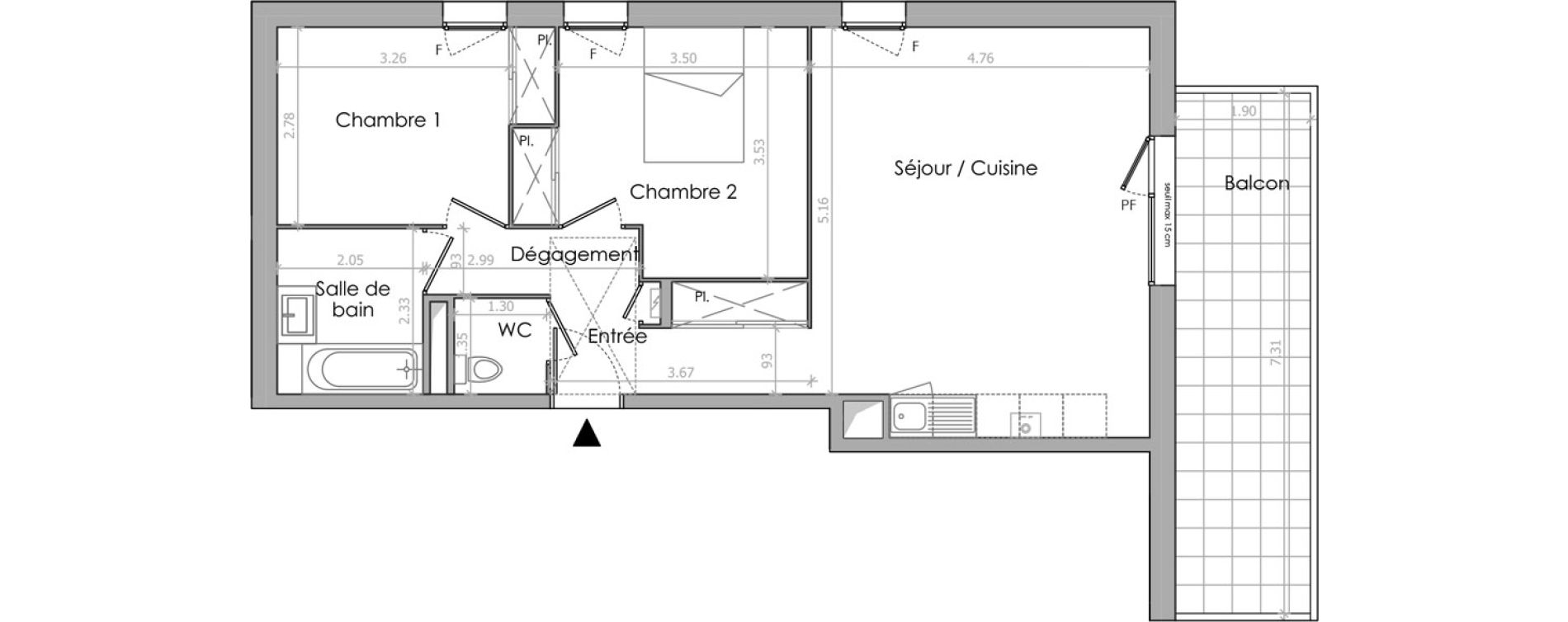 Appartement T3 de 63,70 m2 &agrave; &Eacute;trembi&egrave;res Centre