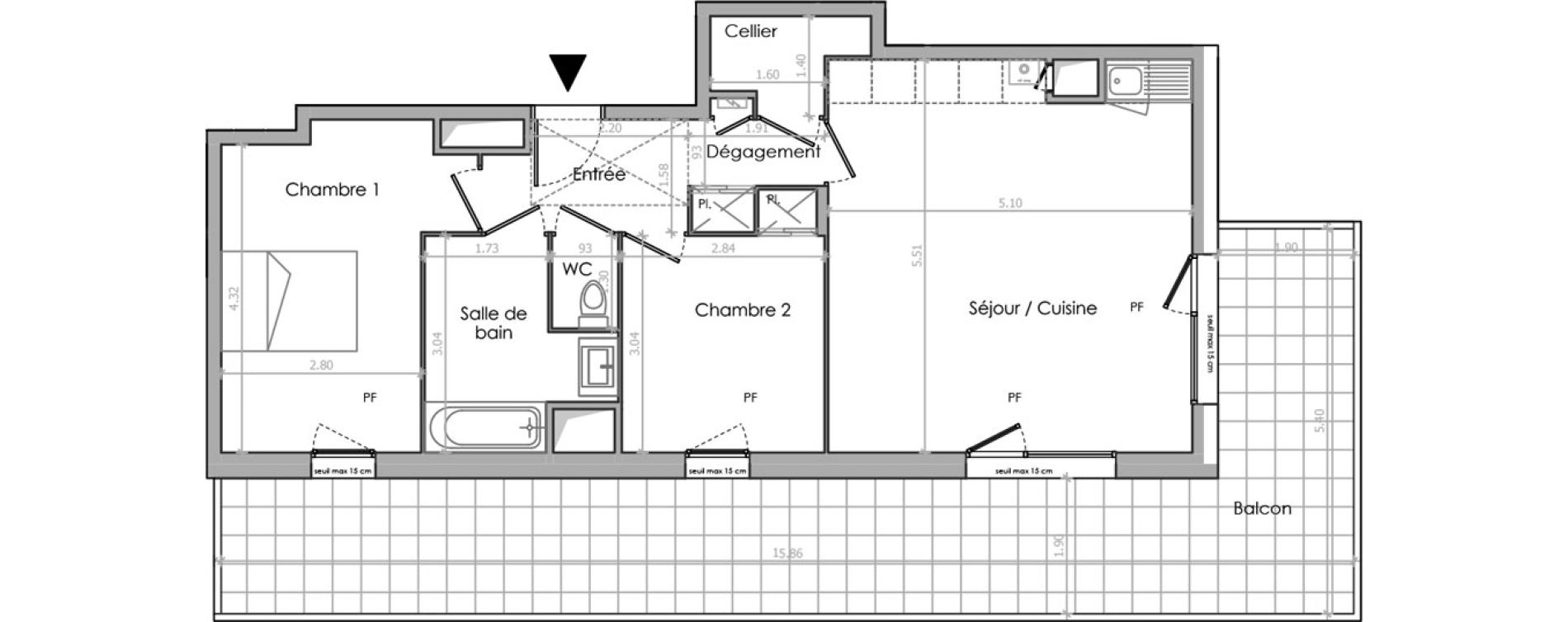 Appartement T3 de 66,70 m2 &agrave; &Eacute;trembi&egrave;res Centre