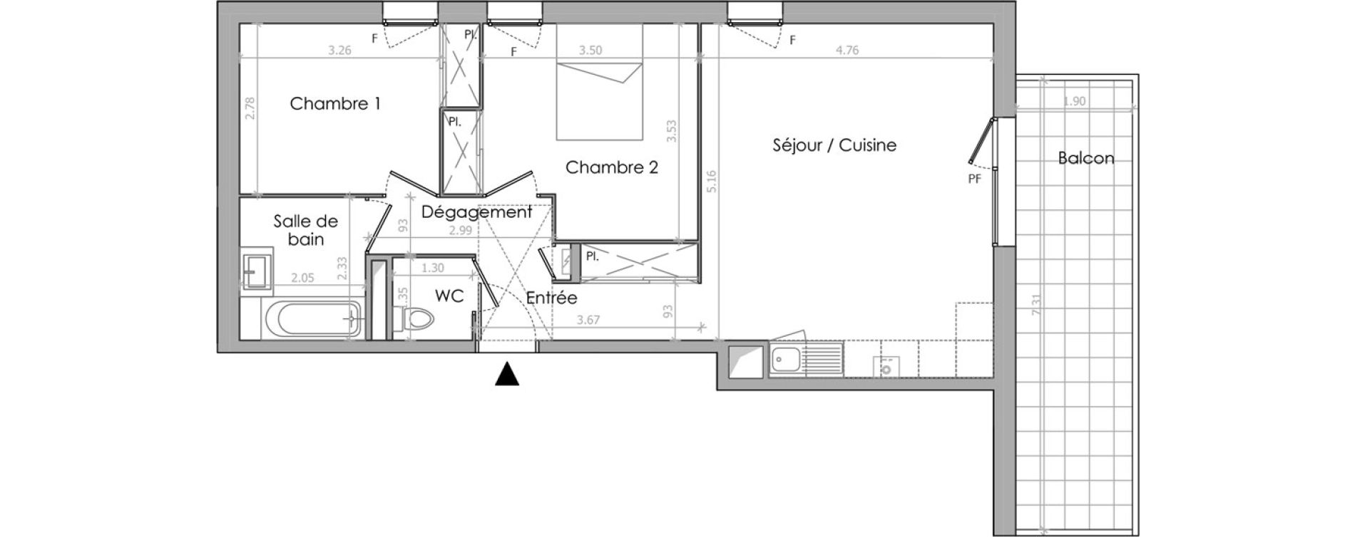 Appartement T3 de 63,70 m2 &agrave; &Eacute;trembi&egrave;res Centre