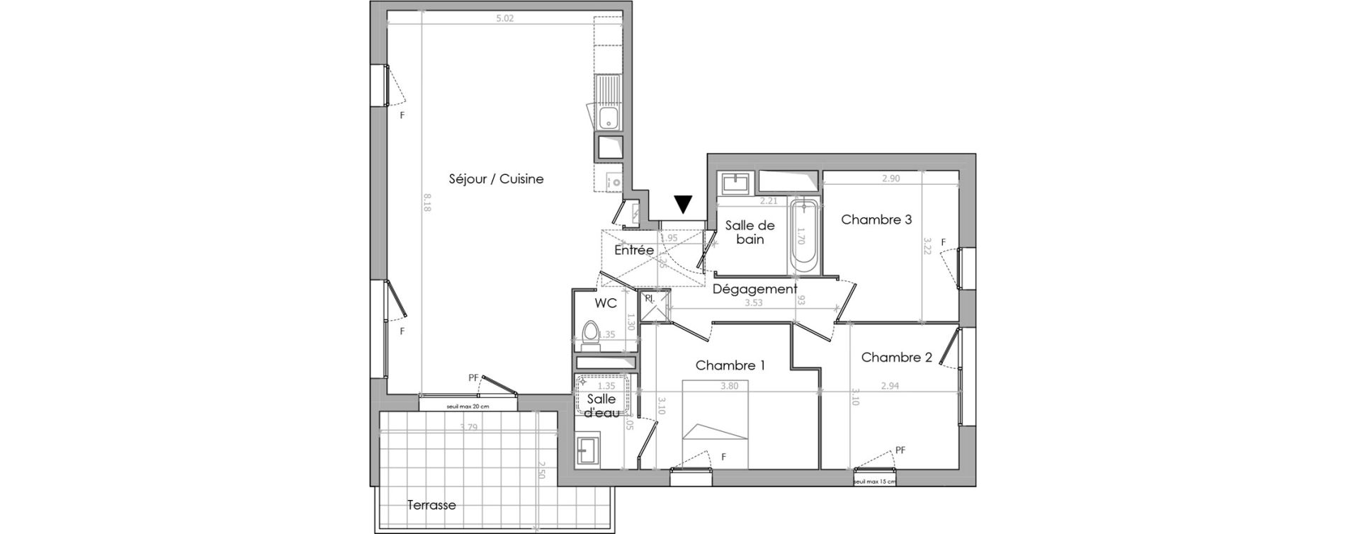 Appartement T4 de 82,70 m2 &agrave; &Eacute;trembi&egrave;res Centre