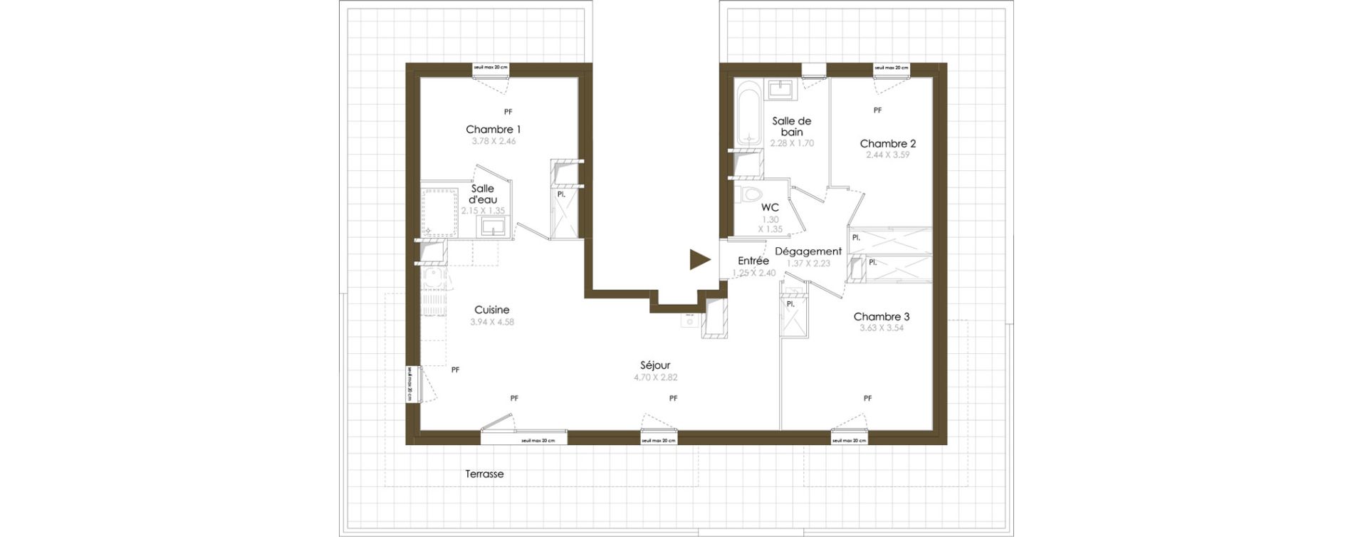 Appartement T4 de 80,70 m2 &agrave; &Eacute;trembi&egrave;res Centre