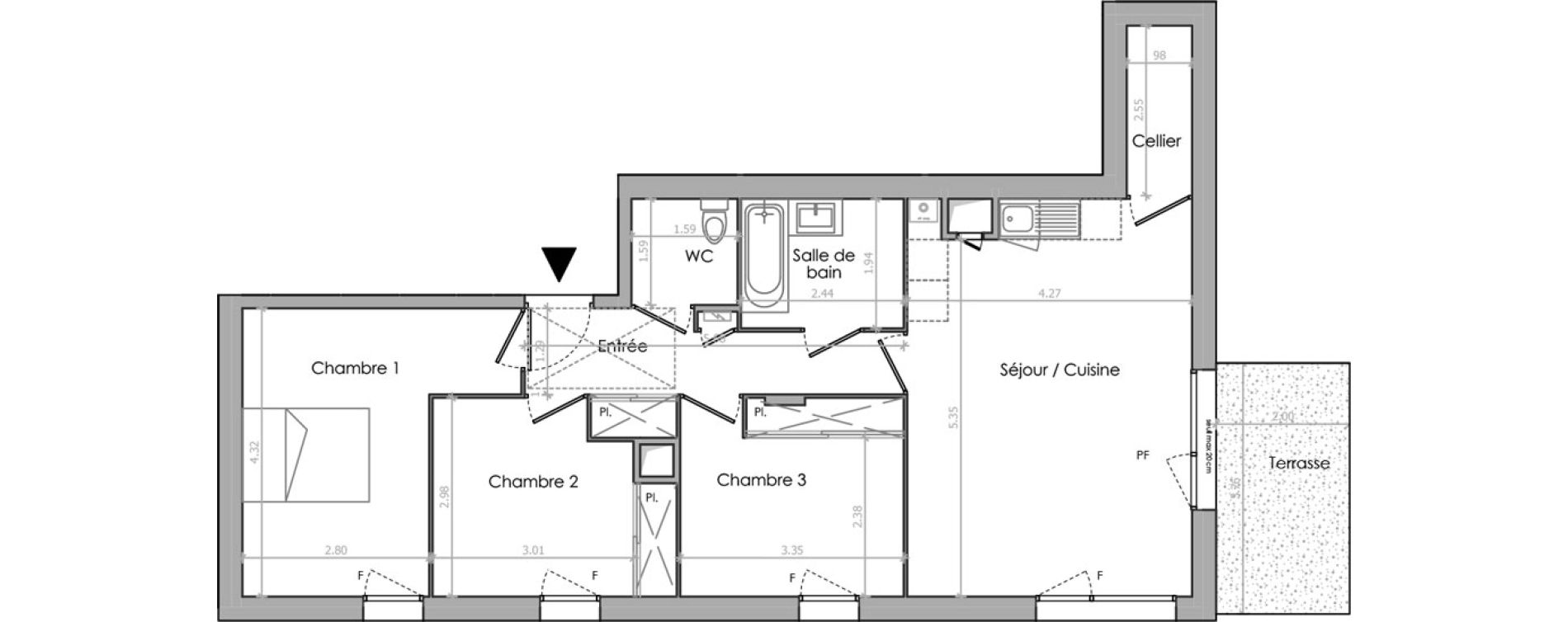 Appartement T4 de 75,10 m2 &agrave; &Eacute;trembi&egrave;res Centre