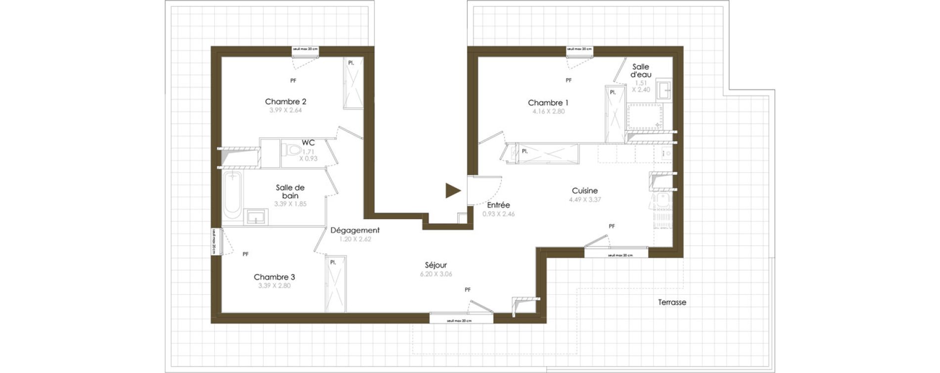 Appartement T4 de 89,20 m2 &agrave; &Eacute;trembi&egrave;res Centre