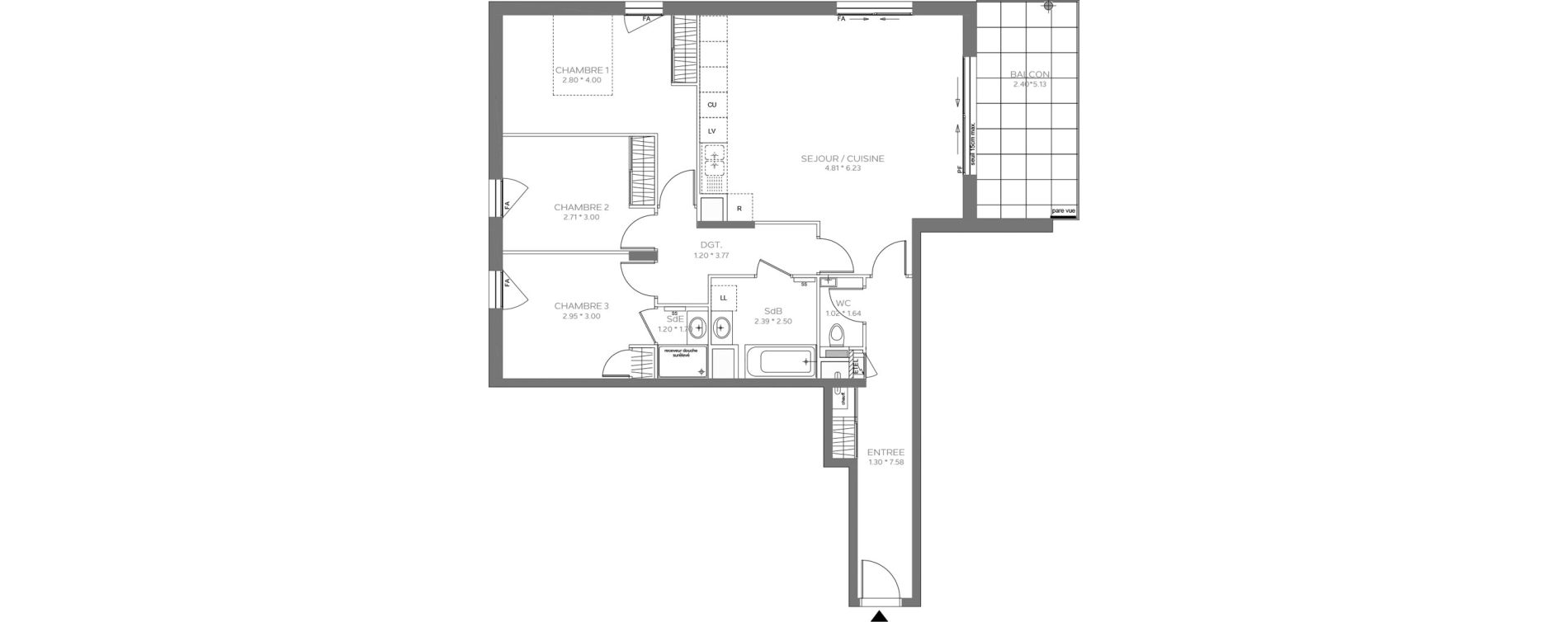 Appartement T4 de 92,46 m2 &agrave; &Eacute;vian-Les-Bains Centre