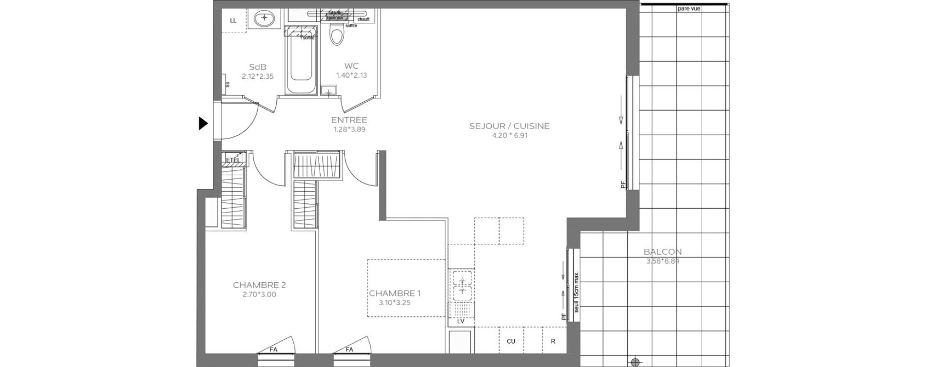 Appartement T3 de 77,12 m2 &agrave; &Eacute;vian-Les-Bains Centre