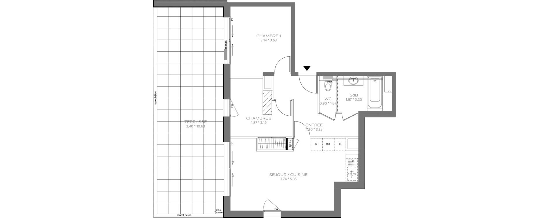 Appartement T3 de 55,42 m2 &agrave; &Eacute;vian-Les-Bains Centre