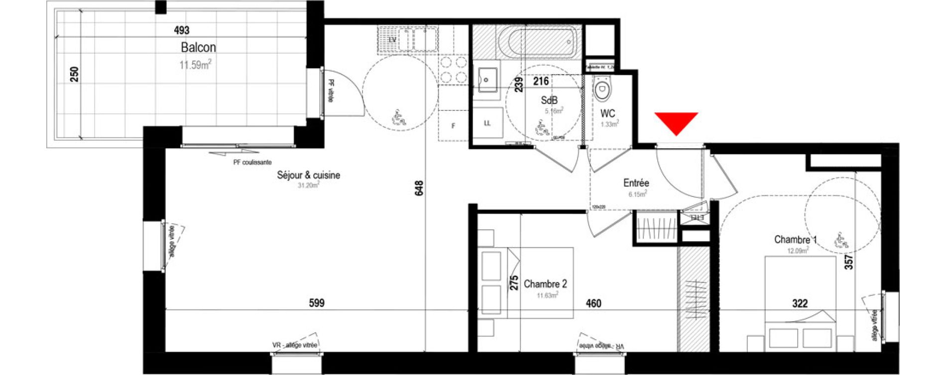 Appartement T3 de 67,56 m2 &agrave; &Eacute;vian-Les-Bains Centre