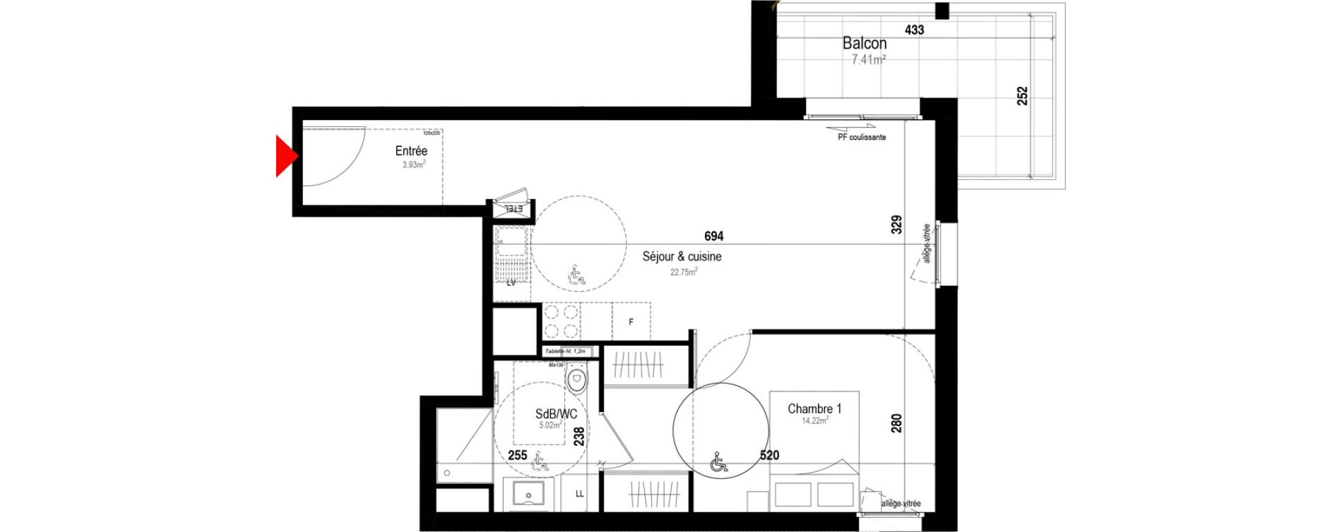 Appartement T2 de 45,92 m2 &agrave; &Eacute;vian-Les-Bains Centre