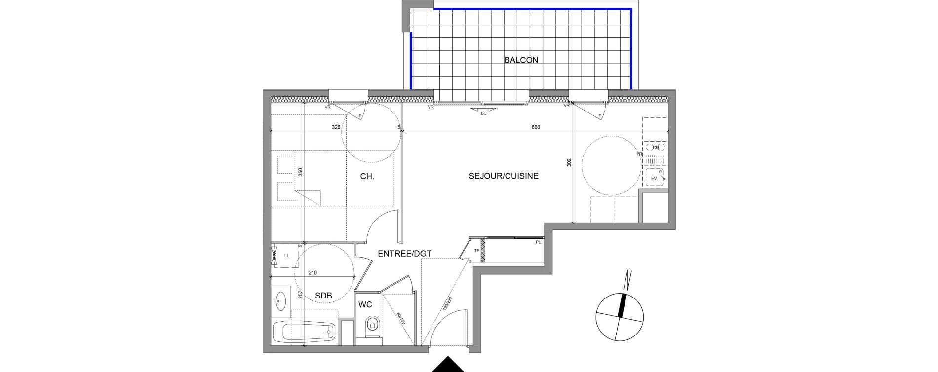 Appartement T2 de 45,82 m2 &agrave; &Eacute;vian-Les-Bains Centre