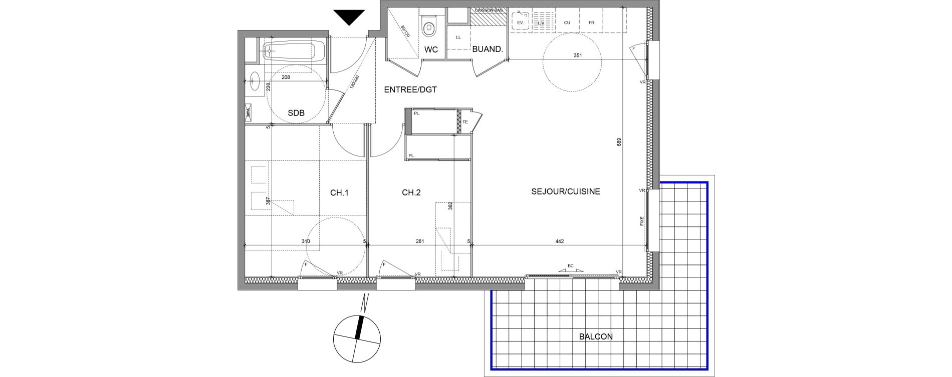 Appartement T3 de 65,62 m2 &agrave; &Eacute;vian-Les-Bains Centre