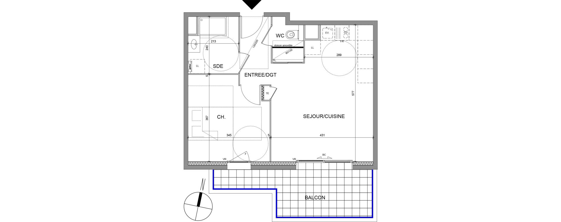 Appartement T2 de 44,78 m2 &agrave; &Eacute;vian-Les-Bains Centre