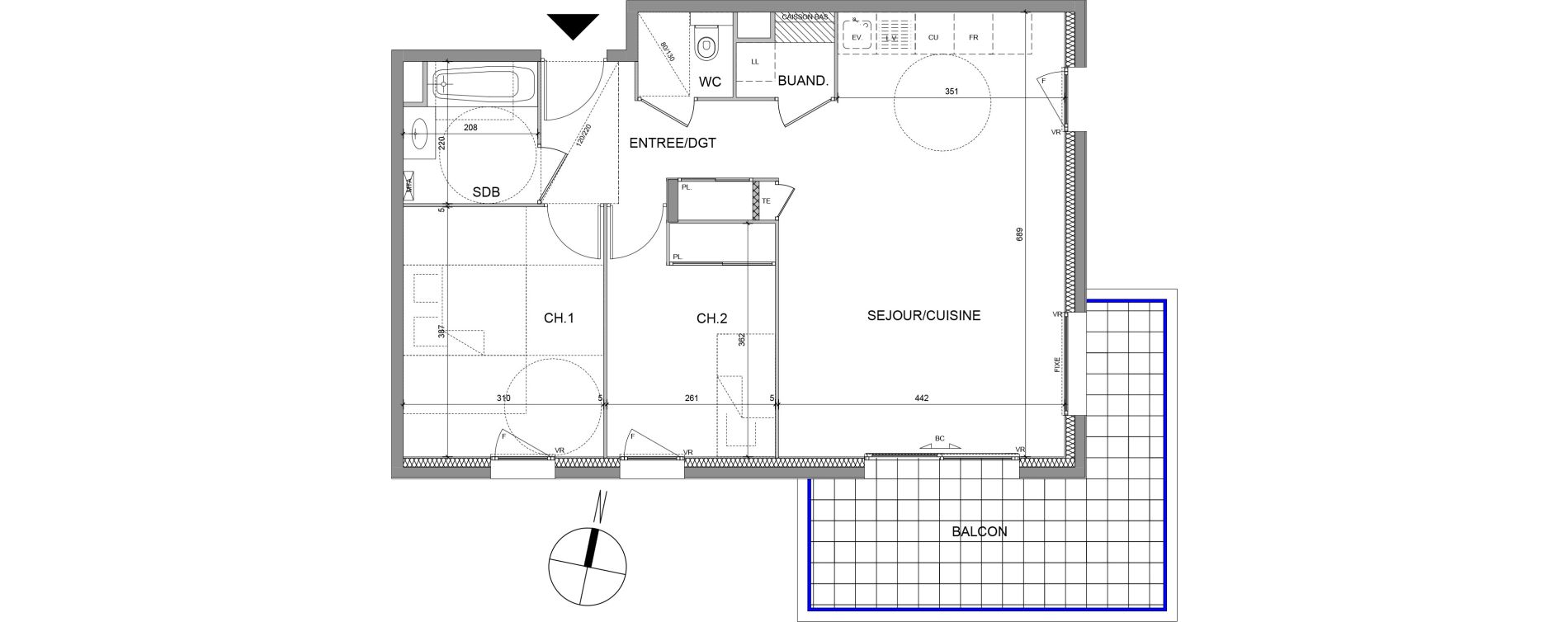 Appartement T3 de 65,62 m2 &agrave; &Eacute;vian-Les-Bains Centre