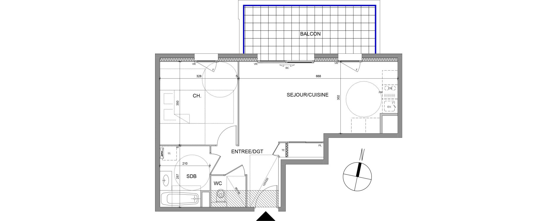 Appartement T2 de 45,82 m2 &agrave; &Eacute;vian-Les-Bains Centre