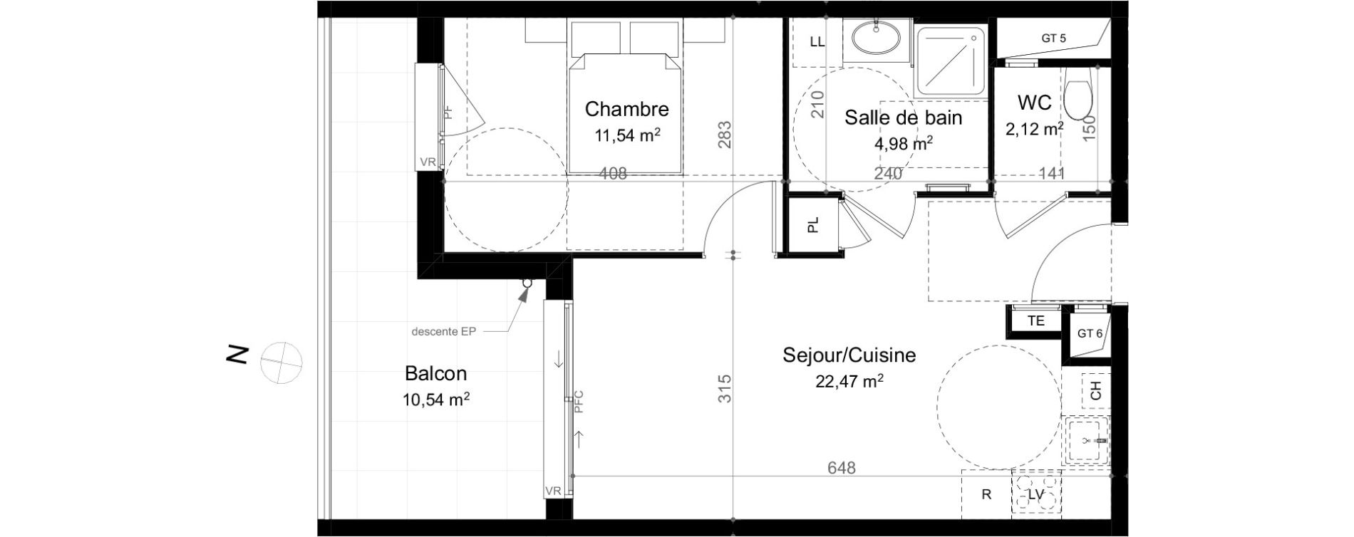 Appartement T2 de 41,11 m2 &agrave; &Eacute;vian-Les-Bains Centre